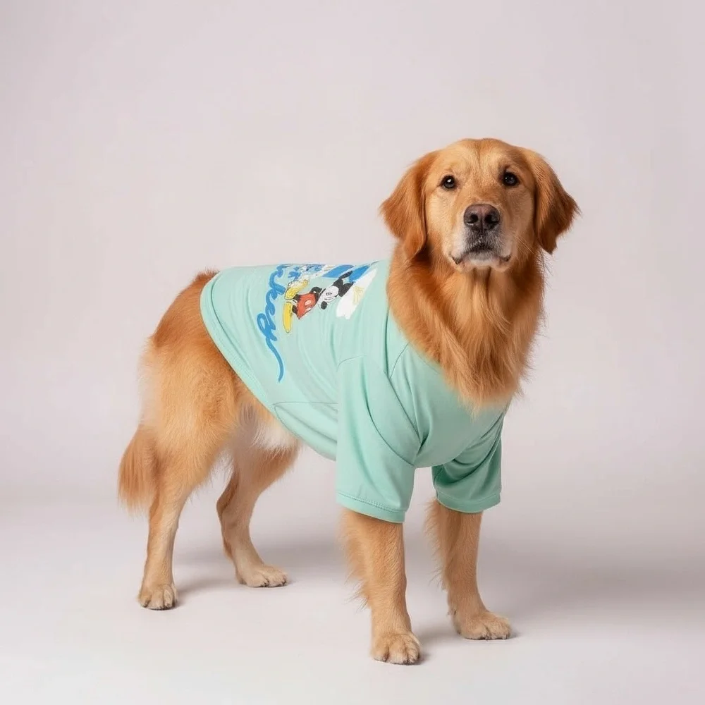 Disney Mickey Light Green Dog Tee with Fun Character Design
